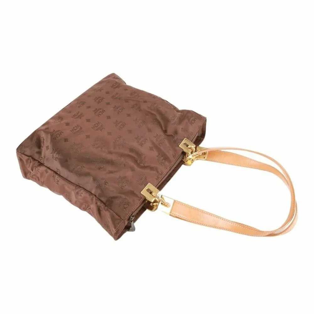 Authentic MCM Logos Pattern Shoulder Tote Bag brown - Picture 4 of 9